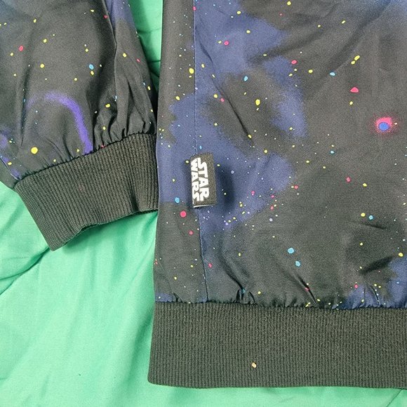 Disney Store Girls 9/10 Star Wars Jacket Black Galaxy Pink Logo Back - Picture 4 of 11